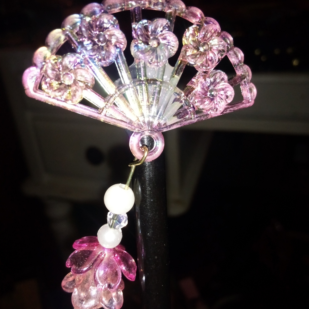 Pink and Black Fan Hair Stick